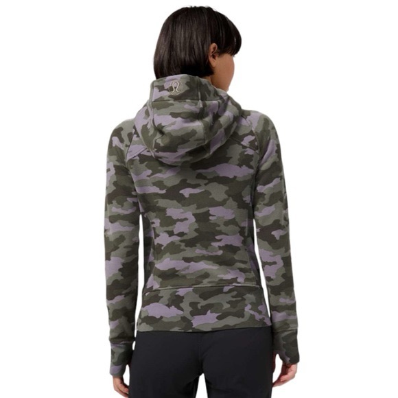 Lululemon Scuba Zip Up Hoodie Purple Camo Size 6 Women’s Hooded Sweater pockets - Picture 13 of 16